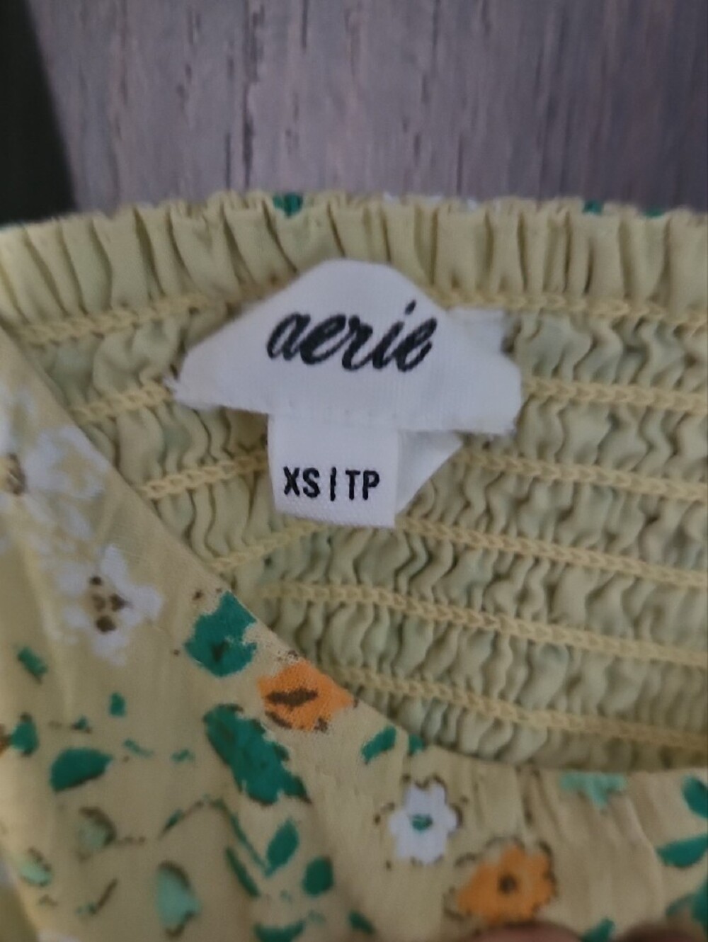Aerie Yellow Floral Crop Cami with Green Leaf Print and White Blossoms - Picture 2 of 5